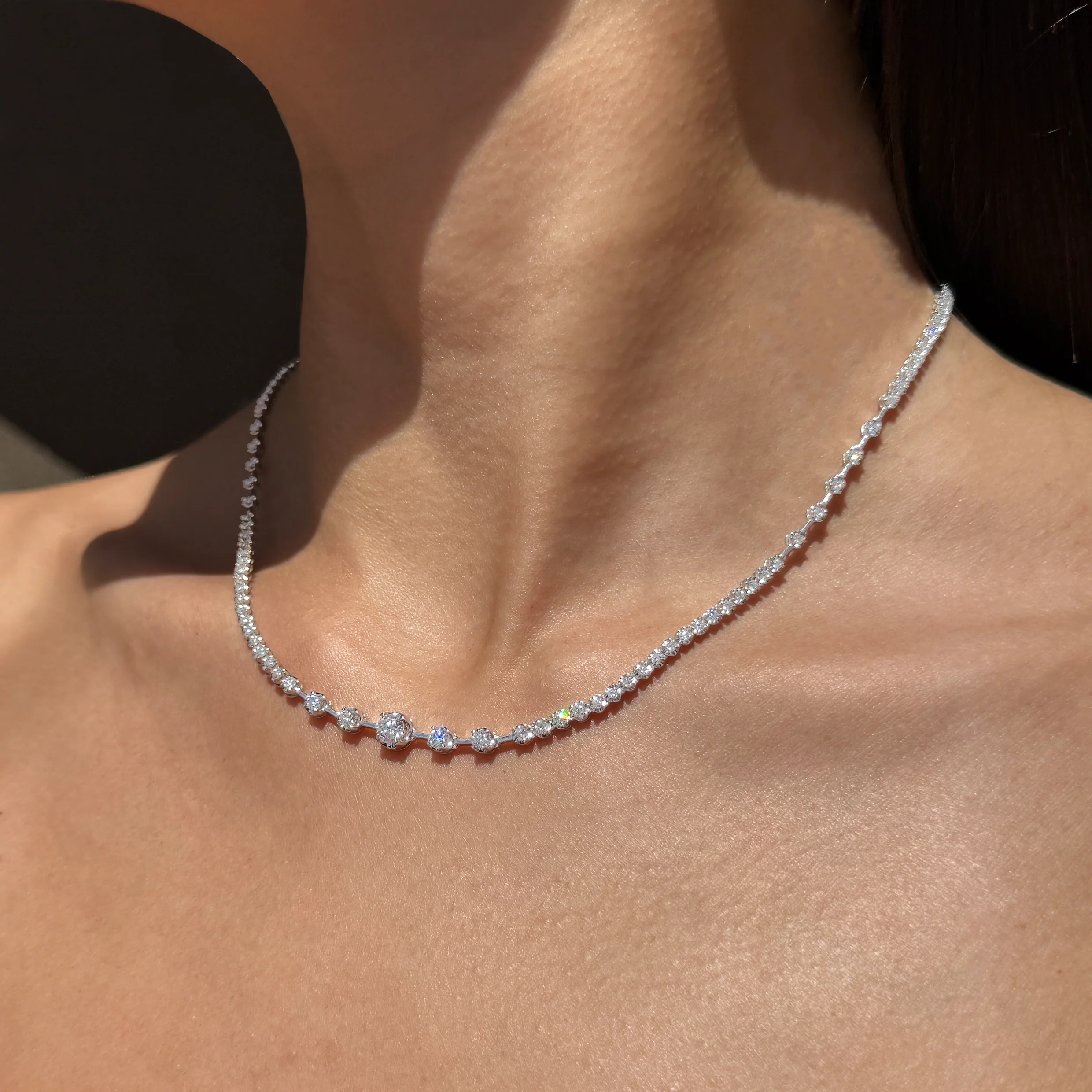 WHITE DIAMOND TENNIS NECKLACE - Image 4