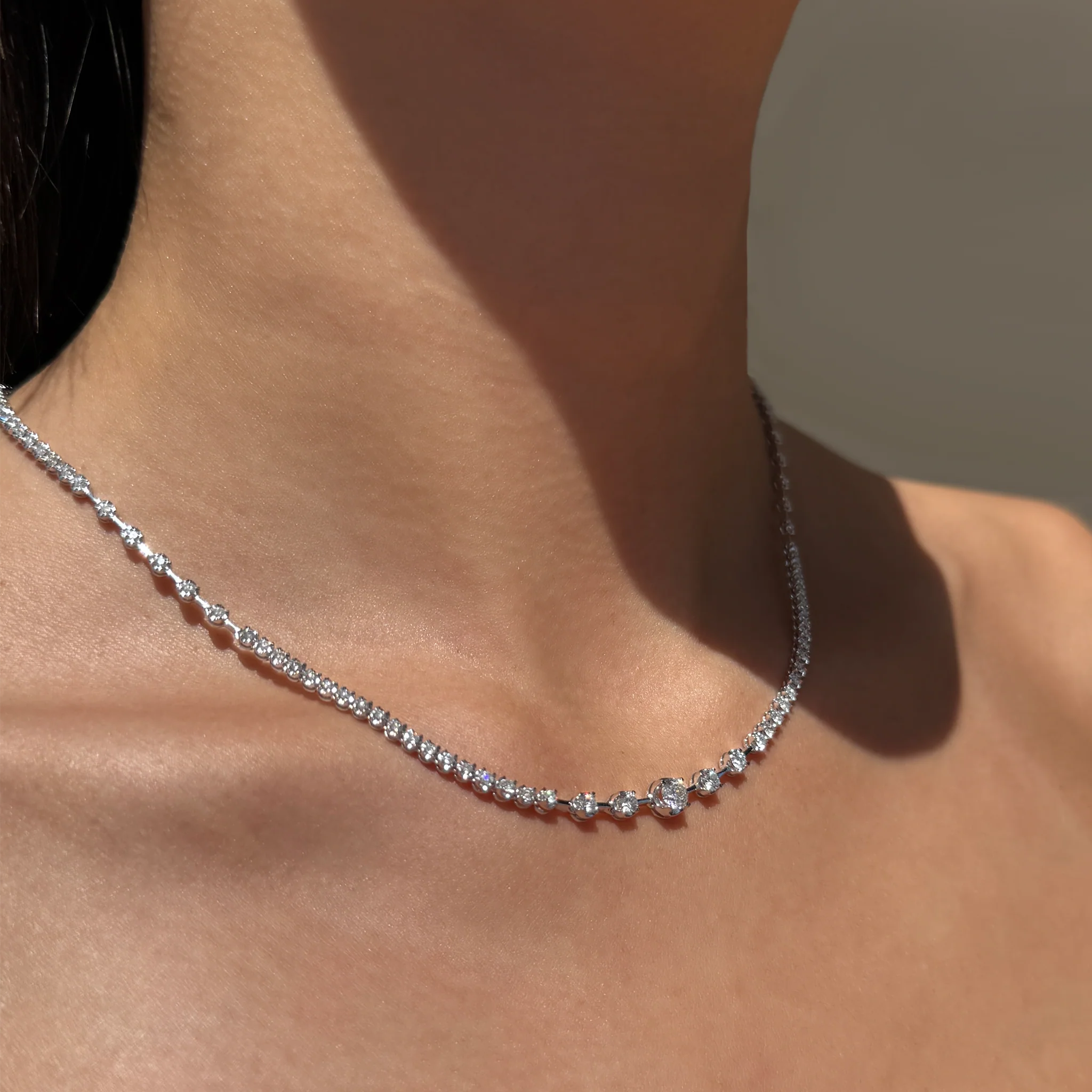 WHITE DIAMOND TENNIS NECKLACE - Image 5