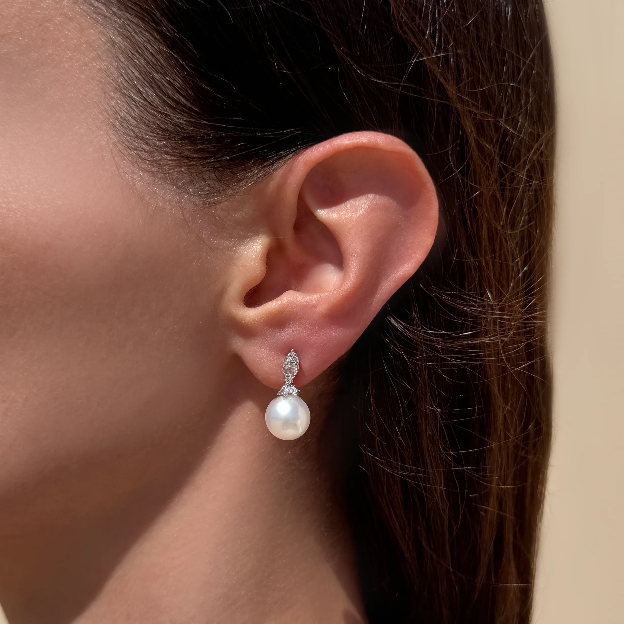 WHITE GOLD DROP EARRINGS - Image 2