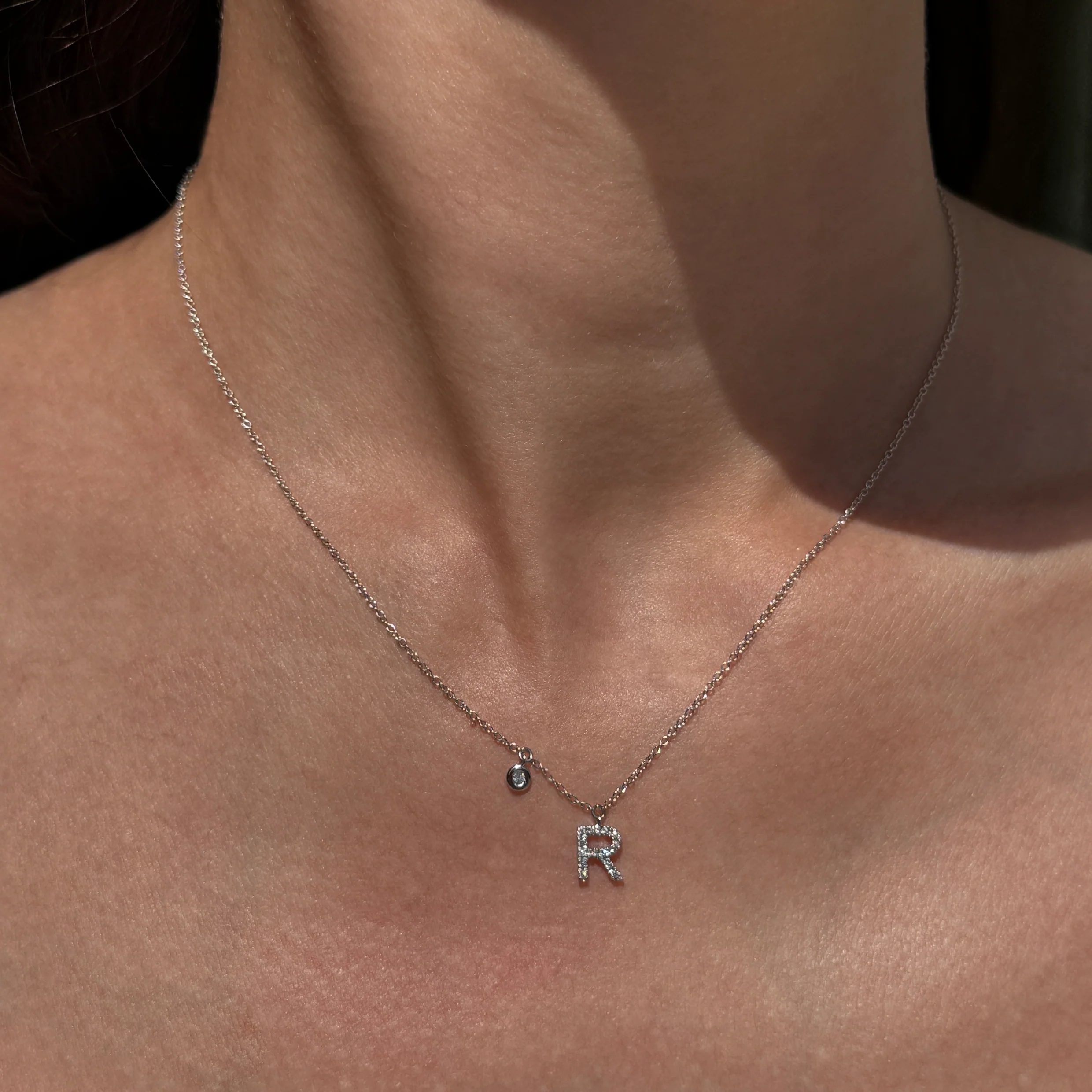 WHITE DIAMOND INITIALS NECKLACE - Image 4