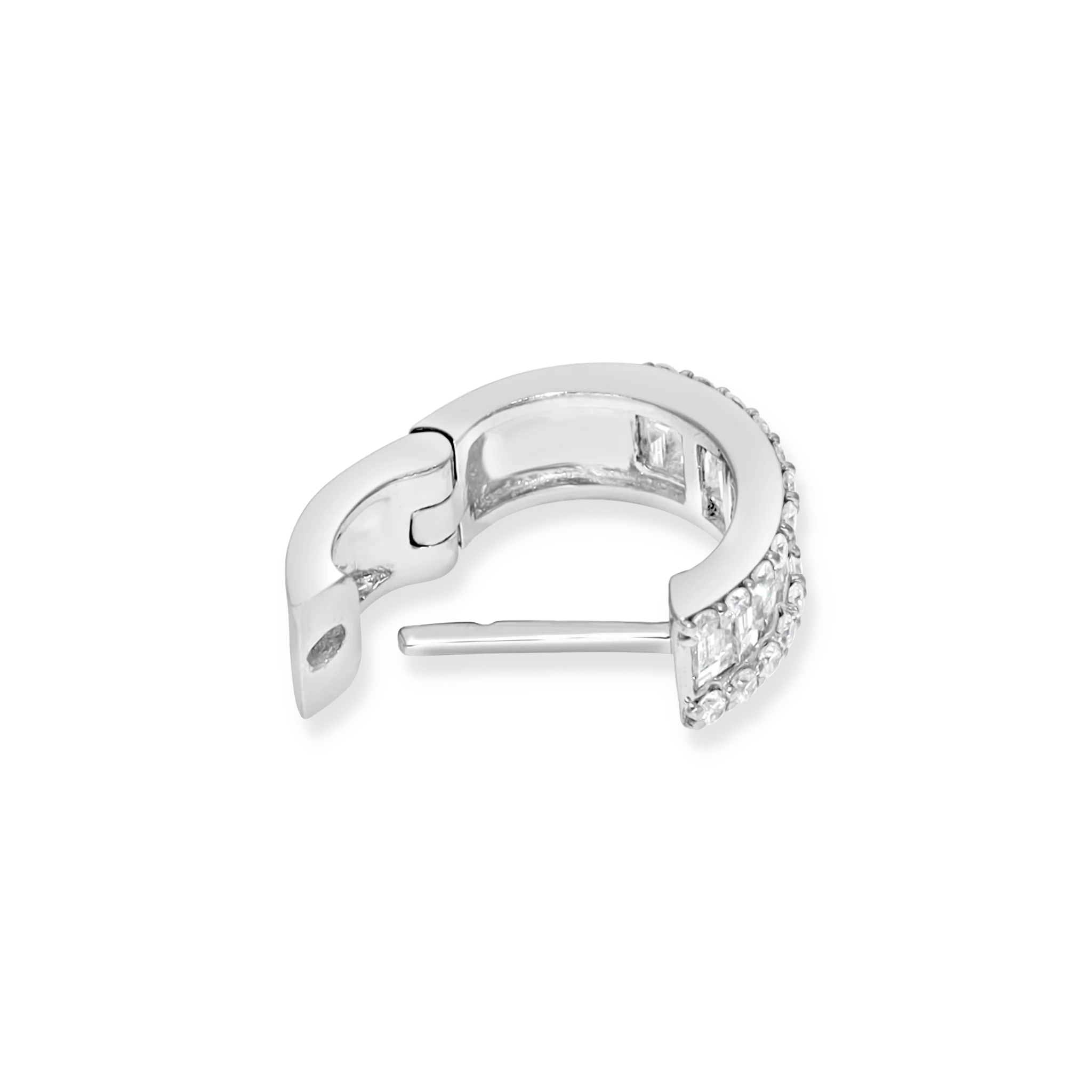 WHITE DIAMOND HOOP EARRINGS - Image 2