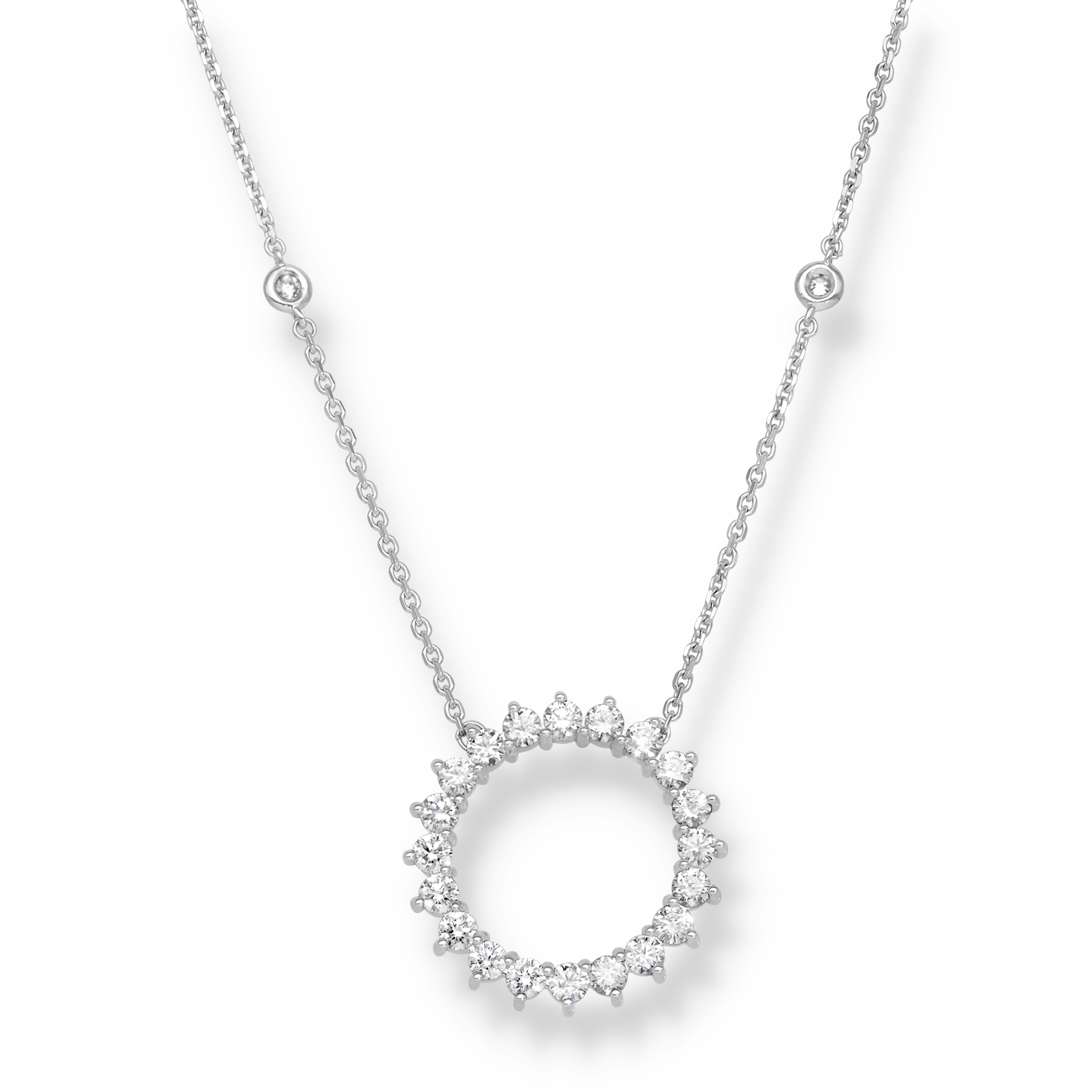 WHITE DIAMOND CLUSTER NECKLACE - Image 2